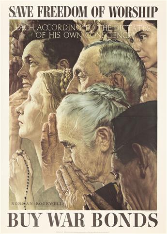 NORMAN ROCKWELL (1894-1978).  [THE FOUR FREEDOMS]. Group of 4 posters. 1943. Each 28x20 inches, 71x50¾ cm. U.S. Government Printing Off